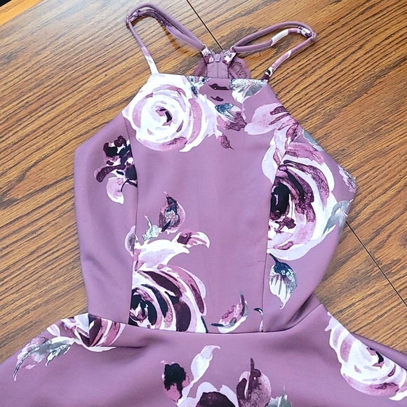 Dry Goods Purple Floral Mini Dress with Lace Back and Open Back - Spring, Summer - Picture 7 of 15